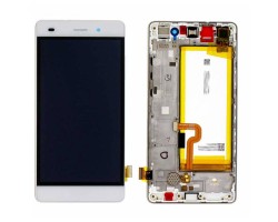Kijelző érintőpanel LCD Huawei P8 Lite fehér komplett kerettel (akkumulátor, hangszóró) 02350KCD